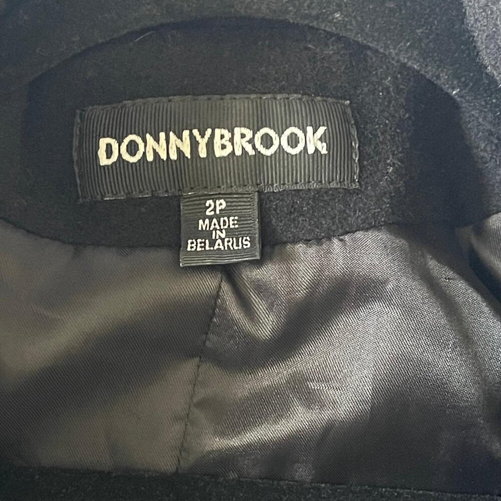 DONNYBROOK Black Vintage 100% Wool Coat Double Breasted full Length S 2P - Picture 2 of 14